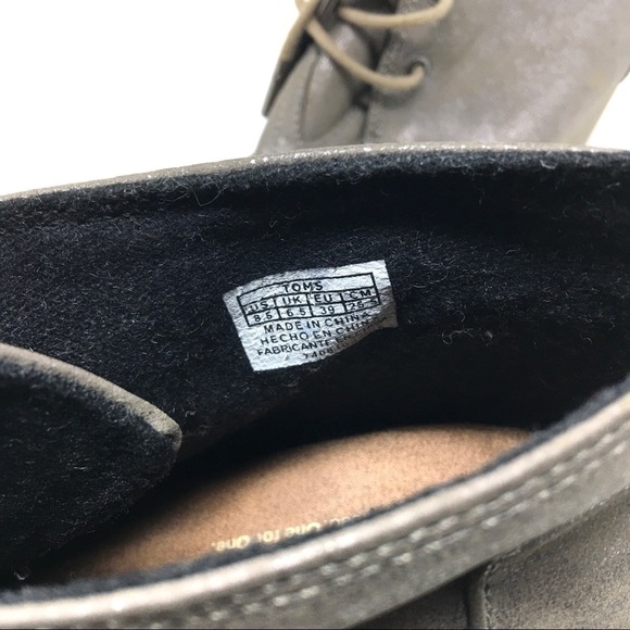 Toms Desert Gunmetal Metallic Lace-Up Wedge Ankle Booties 
Size 8.5 - Picture 6 of 7